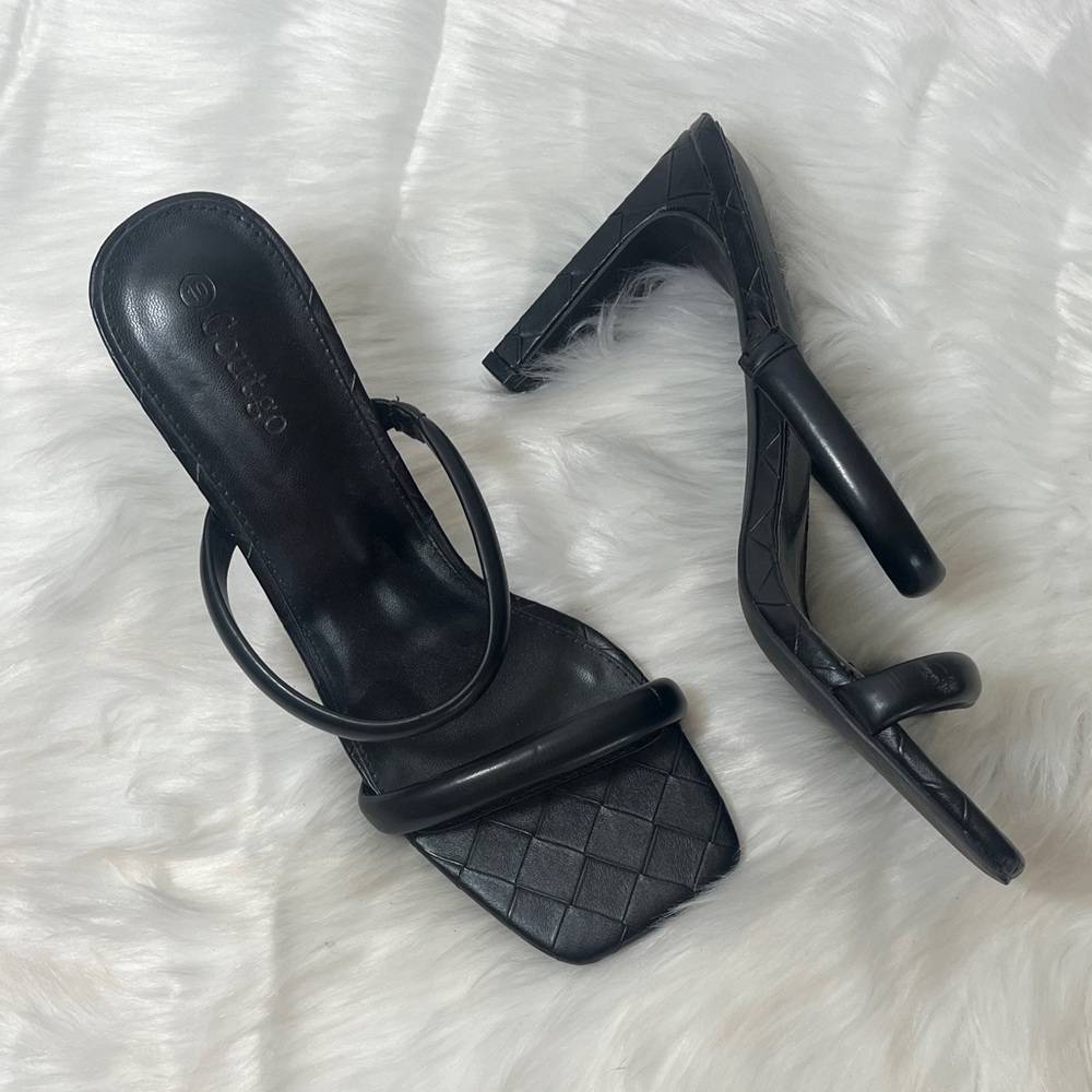 Coutgo Black 4” Heeled Sandals